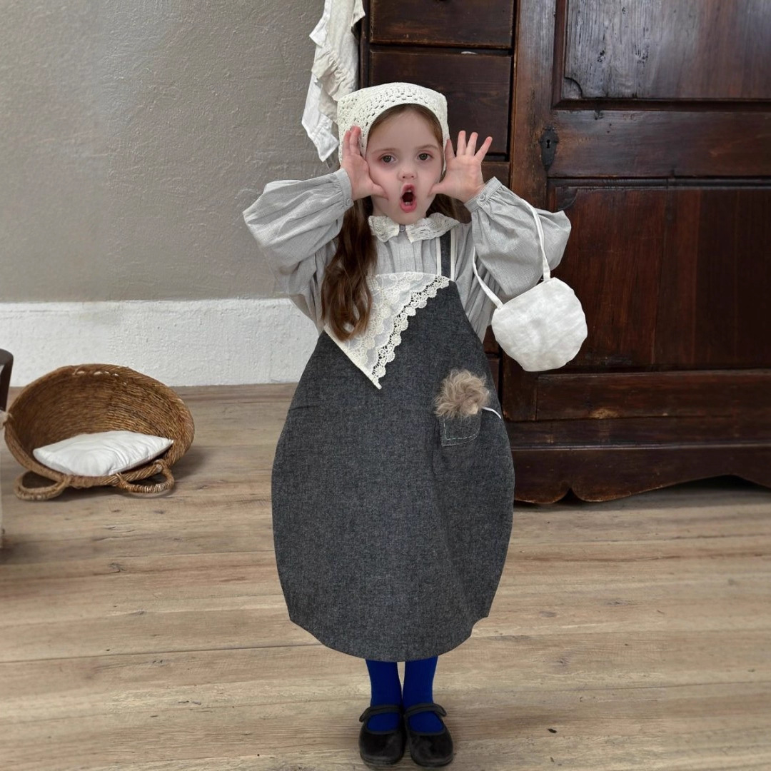 【Eer】35%羊毛~秋款首发超重工复古风公主蕾丝裙女童洋气背带裙