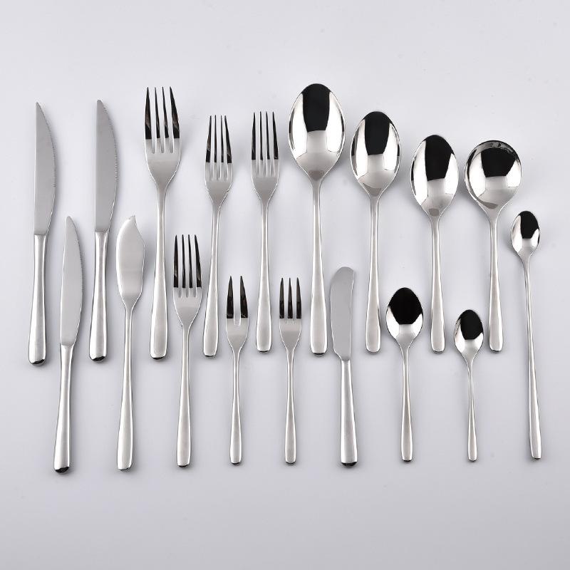 Wholesale 304 Stainless Steel Western Tableware Hotel high quality Steak Knife and Fork Dinner Spoon Dessert Spoon suit Wholesale 304 Stainless Steel Western Tableware Hotel high quality Steak Knife and Fork Dinner Spoon Dessert Spoon suit