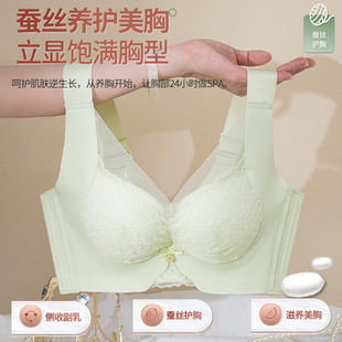 Natural Mulberry Silk Push-Up Bra with Lift, High and Wide, Seamless Side Support for Side Breasts, Elegant Women's Underwear with Chest Pads