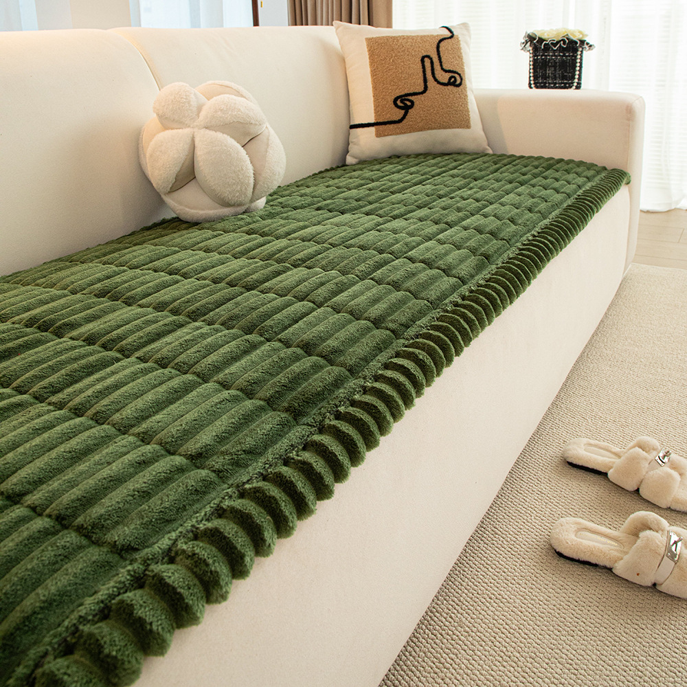 Nordic Style Striped Flannel Sofa Cover Non Slip Plush Fabric_voghion.com