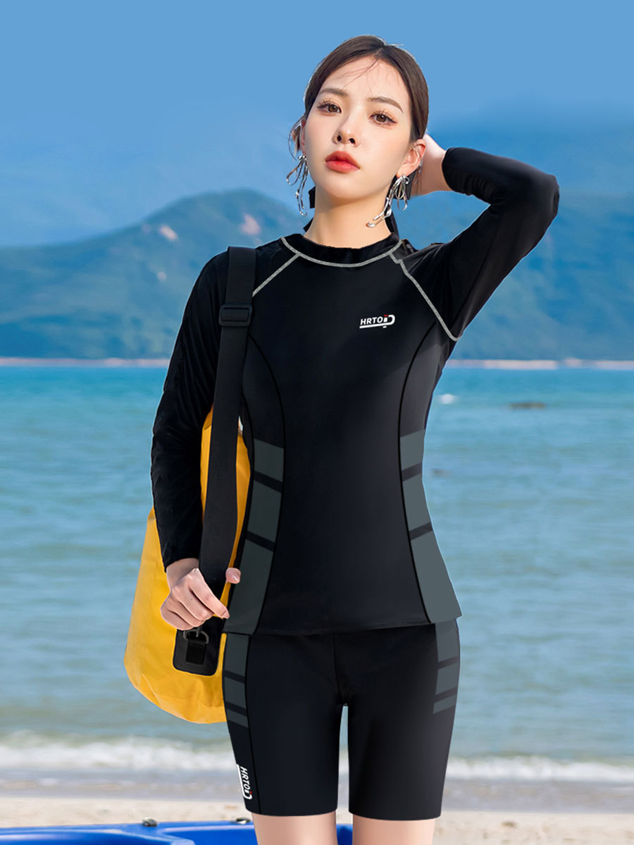 Huurun coreano traje de buceo de manga larga de las mujeres traje de baño deportivo conservador pareja surf traje de los hombres traje de medusas