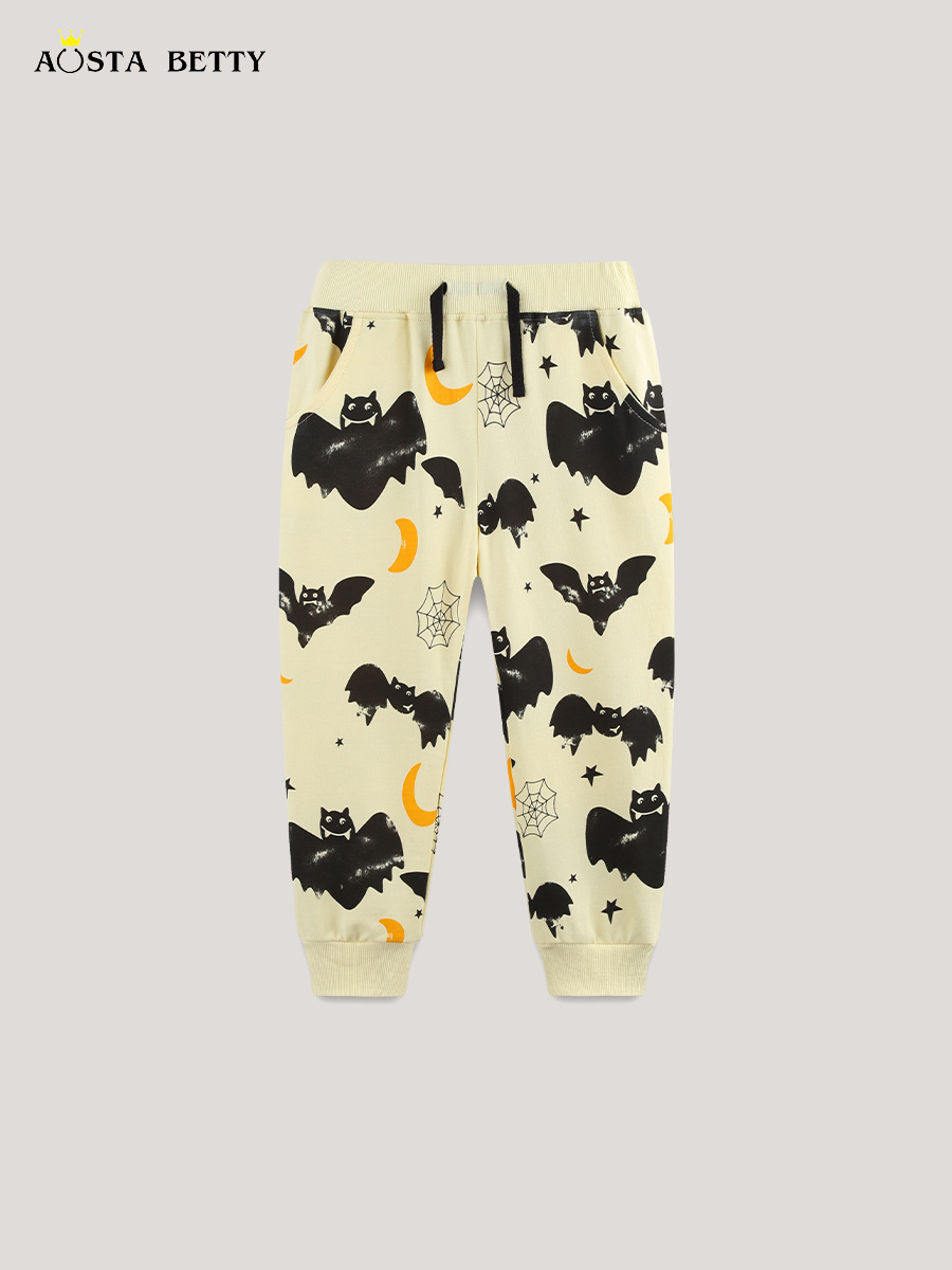 26 nuevos productos de otoño pantalones de niños pantalones deportivos de estilo europeo y americano impresión de Halloween para niños pantalones transfronterizos