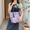 Capacious skirt for leisure, nylon purse, fashionable shopping bag, increased thickness, floral print