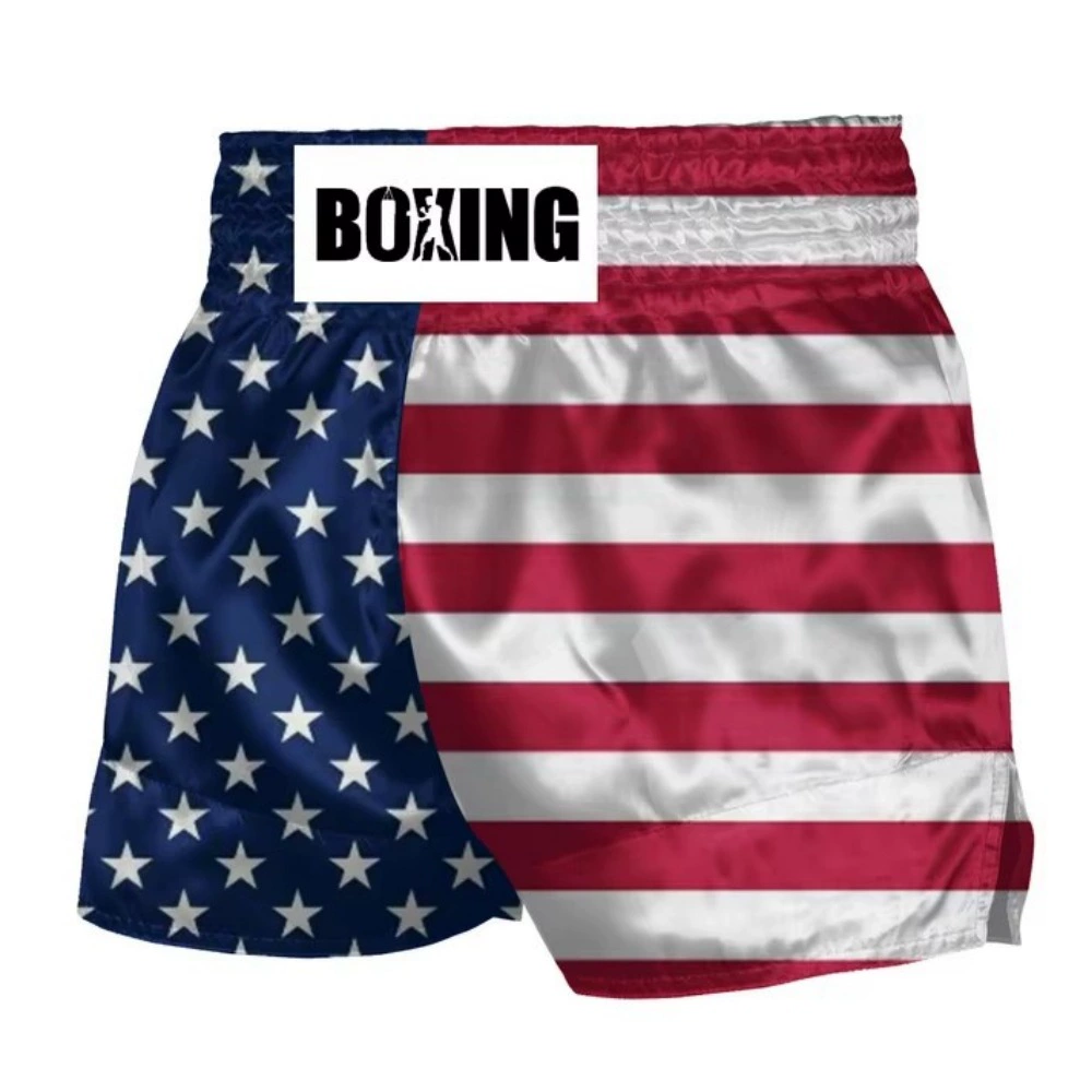 Тайские боксерские шорты Спортивные шорты с флагом США MMA Fighting Бразильское джитсу тренажерный зал боевые искусства тренировочные брюки