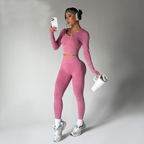 Cross-border seamless sanding yoga set five-piece exercise suit shockproof yoga bra fitness yoga pants