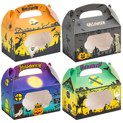 ハロウィン包装箱、既製窓付き紙箱、ハロウィンキャンディボックス、ホリデーパーティーハンドボックス、ビスケットビジュアル