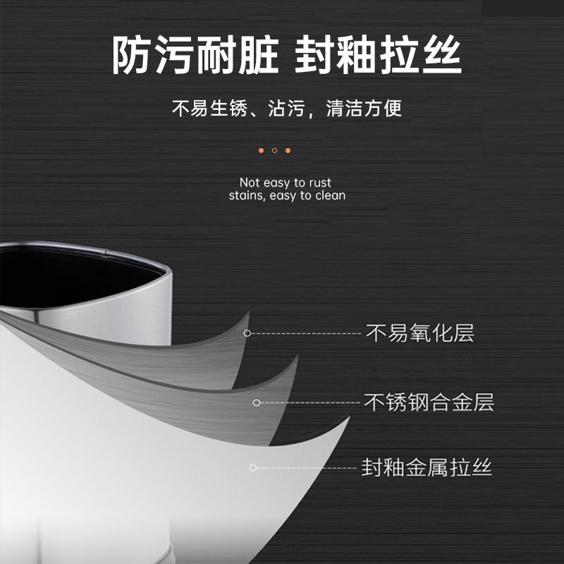 Basura de acero inoxidable de estilo nórdico sin tapa cocina para el hogar sala de estar baño de hotel de gran capacidad de doble capa