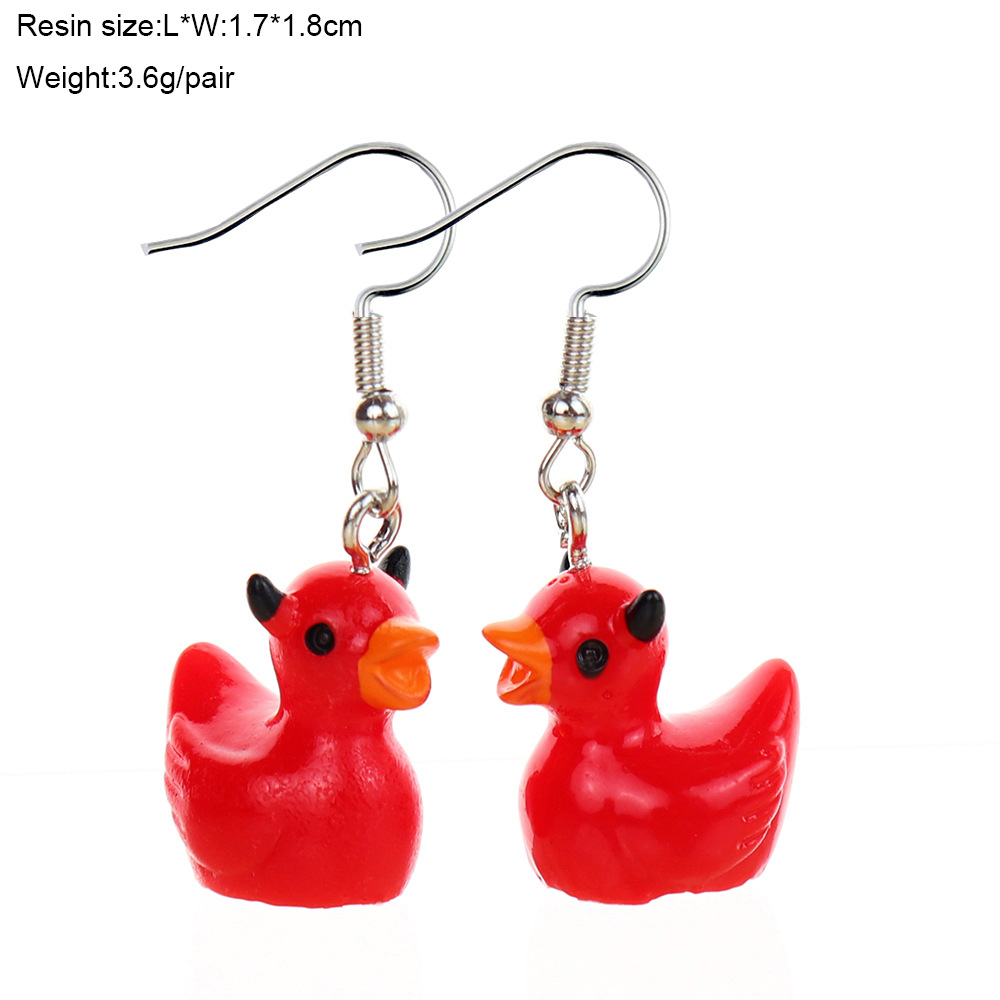 12g Weight Iron Ear Needle Material Drop Earrings, Earrings, Ear hook Classification 1 Pair Quantity Daily, Street Occasion Resin Material Halloween Festival Cartoon, Duck Pattern All Seasons Season Women's Gender Cute Style 1 Pair Cute Cartoon Duck Resin Women's Drop Earrings Earrings Ear Hook 2