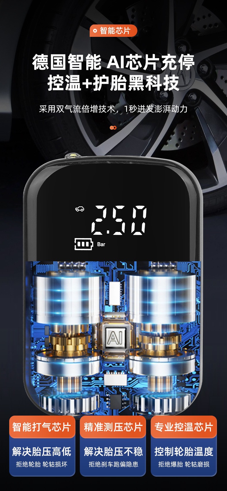 Car-Mounted Air Pump, Multi-Functional and Convenient Car Air Pump, Car-Mounted Car Air Pump, Household Multi-Functional Air Pump