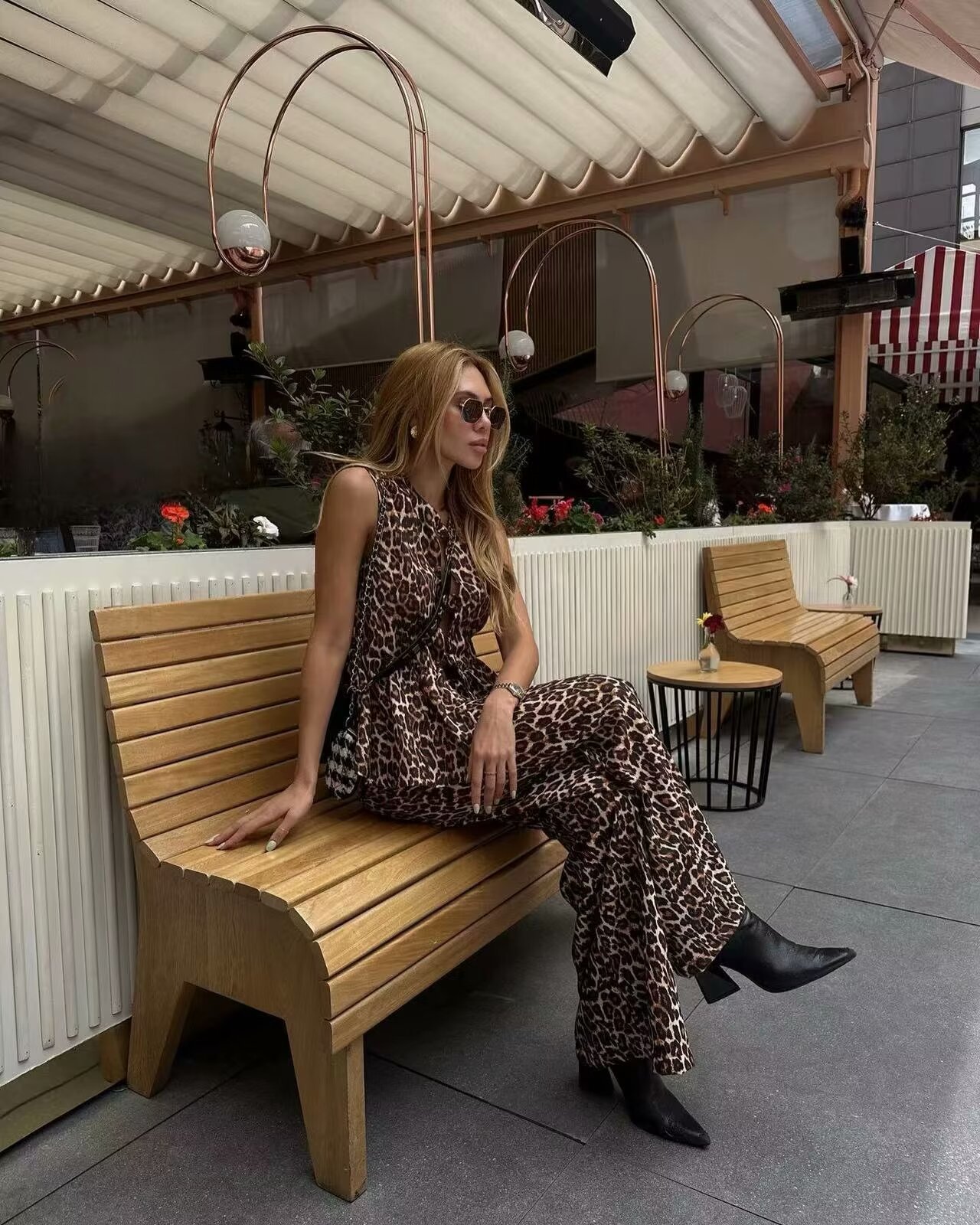 GraceChic GraceChic GraceChic 2024 Estate Nuovo Europeo e Americano Transfrontaliero Donna Set Gilet con Stampa Animalier + Pantaloni a Gamba Dritta 1957_voghion.com