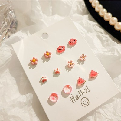 S925 Silver Needle New Earring Women's Set Summer Small, Exquisite and Cute Style Ear Bone Nail Student Earrings Wholesale