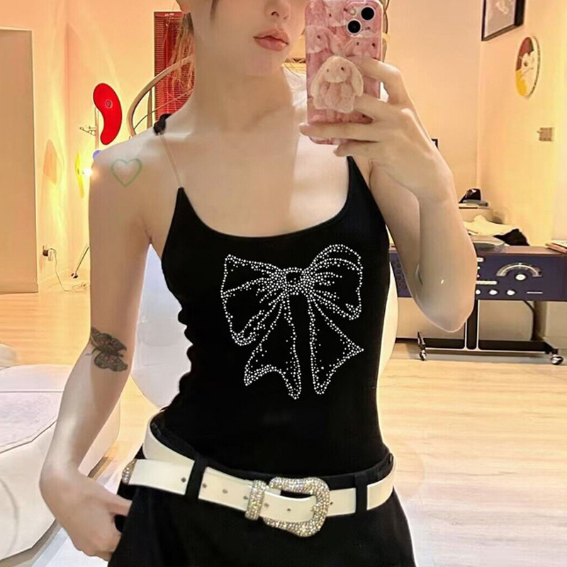 Women's Wrap Crop Top Tank Tops Diamond Y2K Bow Knot display picture 12