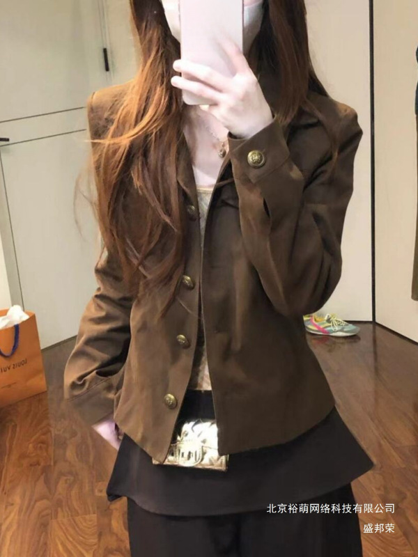 厂家直销翻领工装外套棕色女款早秋季新款小个子短款气质美式夹克|undefined