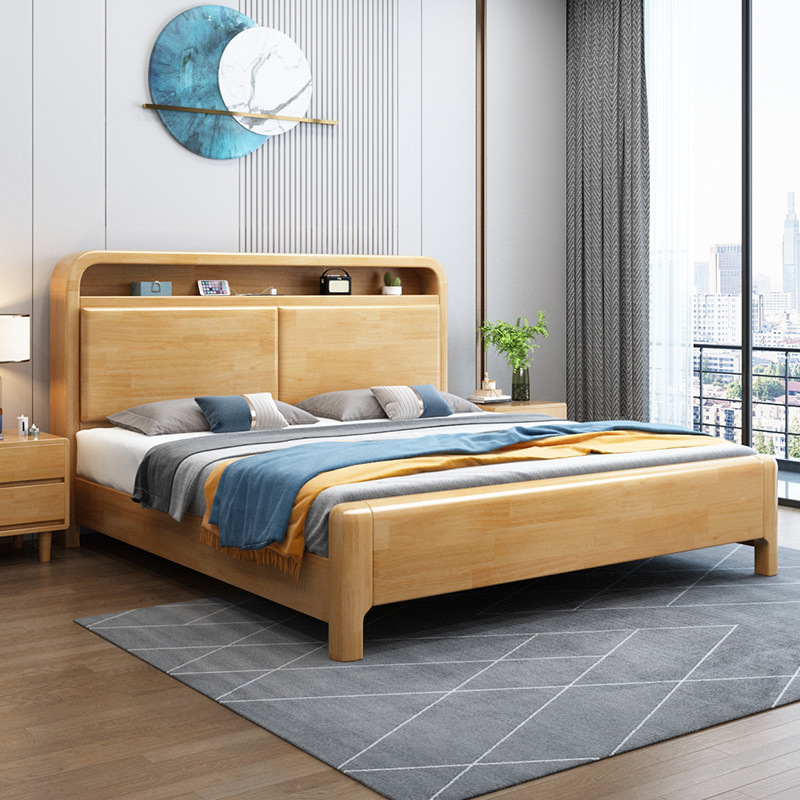 Nordic Solid Wooden Bed 1.5 Double Master Bedroom Modern Simple 1.8 m Big Bed Air Pressure High Box Storage Factory Outlet Nordic Solid Wooden Bed 1.5 Double Master Bedroom Modern Simple 1.8 m Big Bed Air Pressure High Box Storage Factory Outlet
