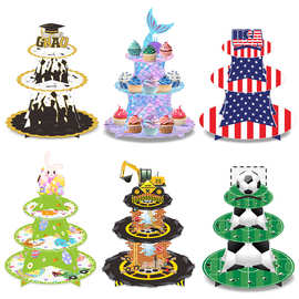 跨境三层纸板蛋糕架节日派对布置甜品架生日聚会派对装饰批发定制