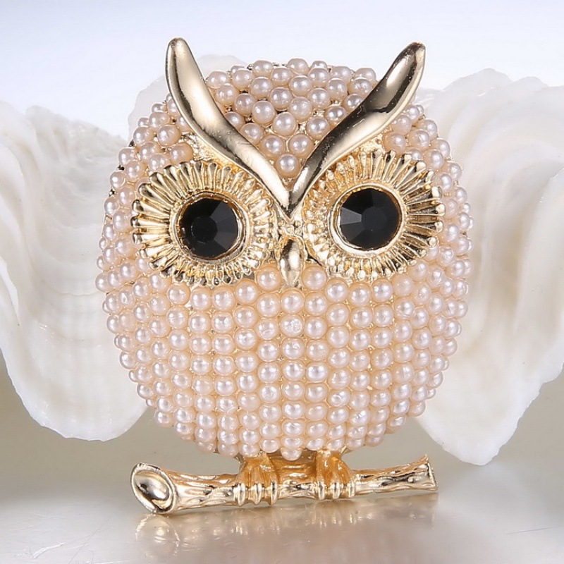Exquisite Eulenbrosche Mit Perlen Elegantes Tierpin Für Damen_voghion.com