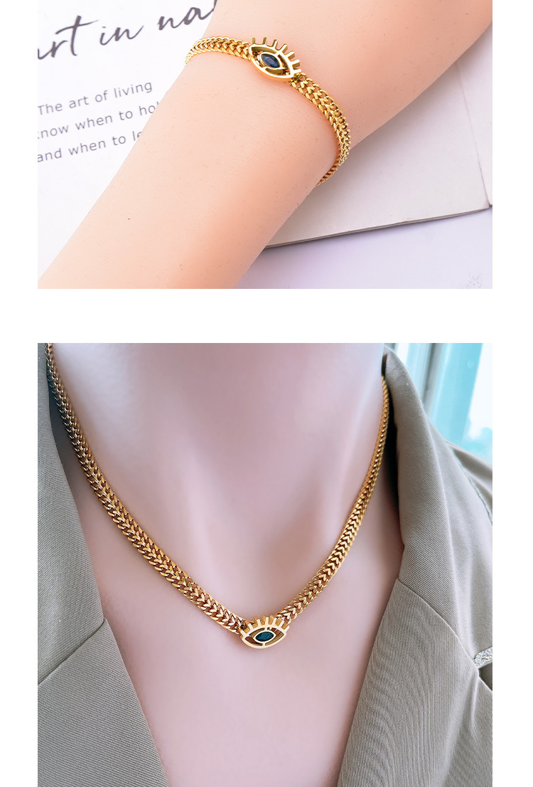 8g Weight Vacuum Plating Gold Plating Process Wholesale Jewelry Fashion Devil'S Eye 304 Stainless Steel Glass Stone 18K Gold Plated Plating Stainless Steel Necklaces