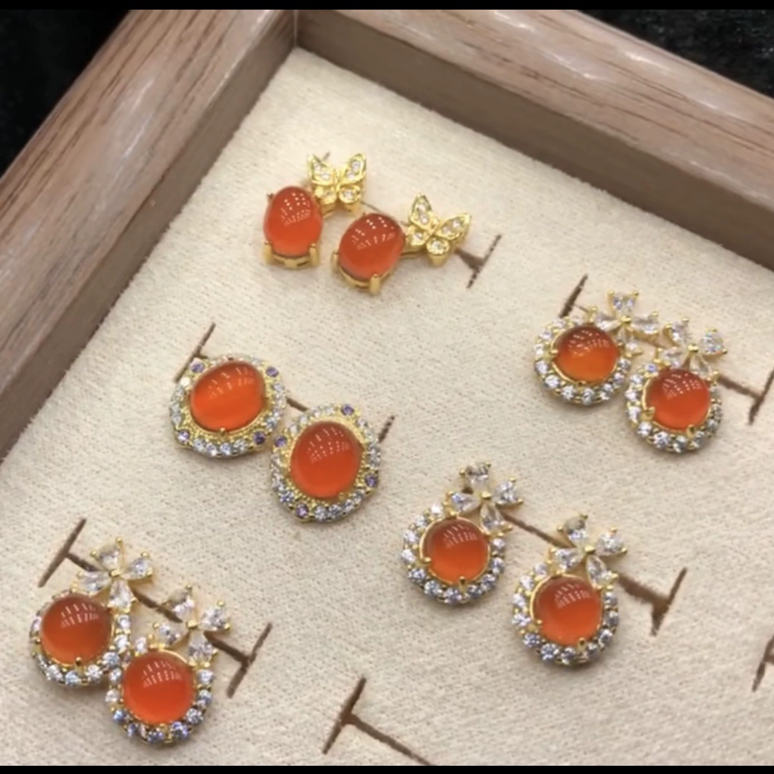 Серьги с красной каменной инкрустацией, модные, серебро 925 пробы