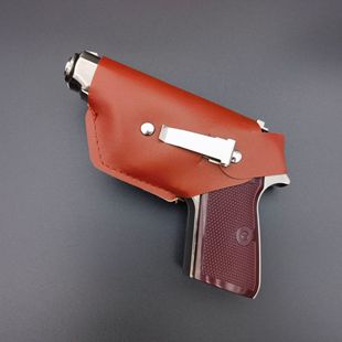 Electroplated leather case small pistol model toy pistol alloy children's toy gun with exquisite leather case keychain holster