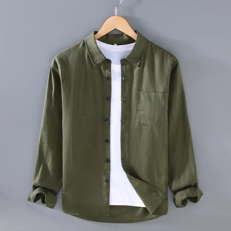 High-End Pure Linen Shirt, Linen Men's Clothing, 100% Linen, Breathable, Large Size, Versatile Shirt, Old Money Style Top