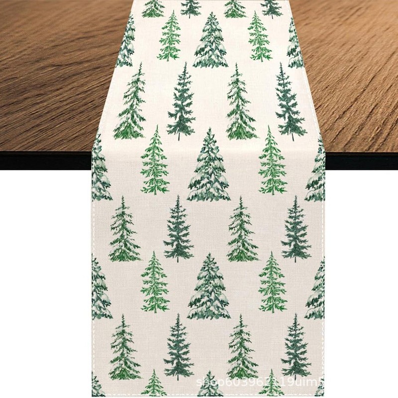 亚马逊跨境新款圣诞节桌旗 厂家直销圣诞树圣诞老人印花餐桌垫|undefined