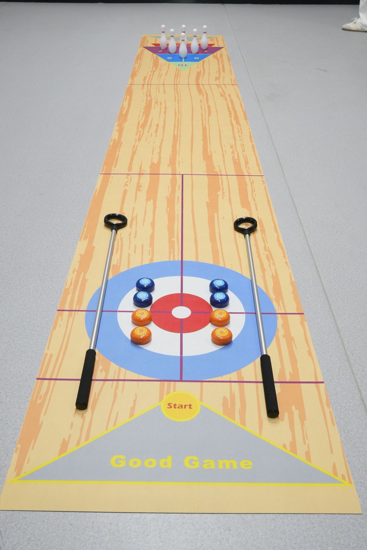 Juego de fiesta de equipo de empresa de juguetes, deportes, curling en seco, pelota de zorro de arena, bolos, juego de mini bolos