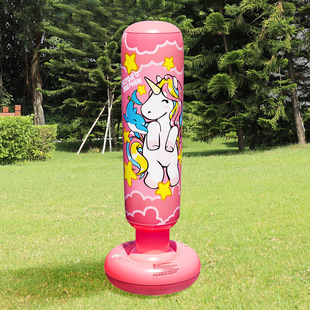 Children's Boxing Sandbag Thickeneded Fitness Inflatable Tumbler Vertical Boxing Column Sandbag Student Decompression and Anger Toy