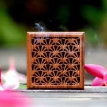 2小时单层盘香盒木质檀香盒家用沉香卧香盒雕刻镂空线熏香炉批发