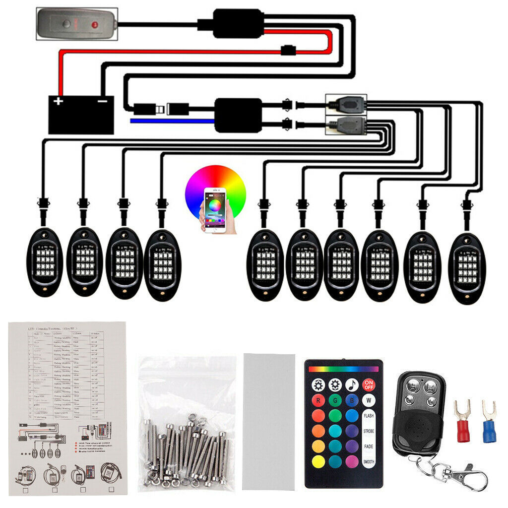 Un remolque seis luces de chasis bluetooth colorido un remolque seis luces de atmósfera RGB doble control remoto un remolque ocho luces de atmósfera APP off-road image 6