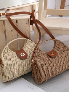 Woven design retro shoulder bag, beach one-shoulder bag