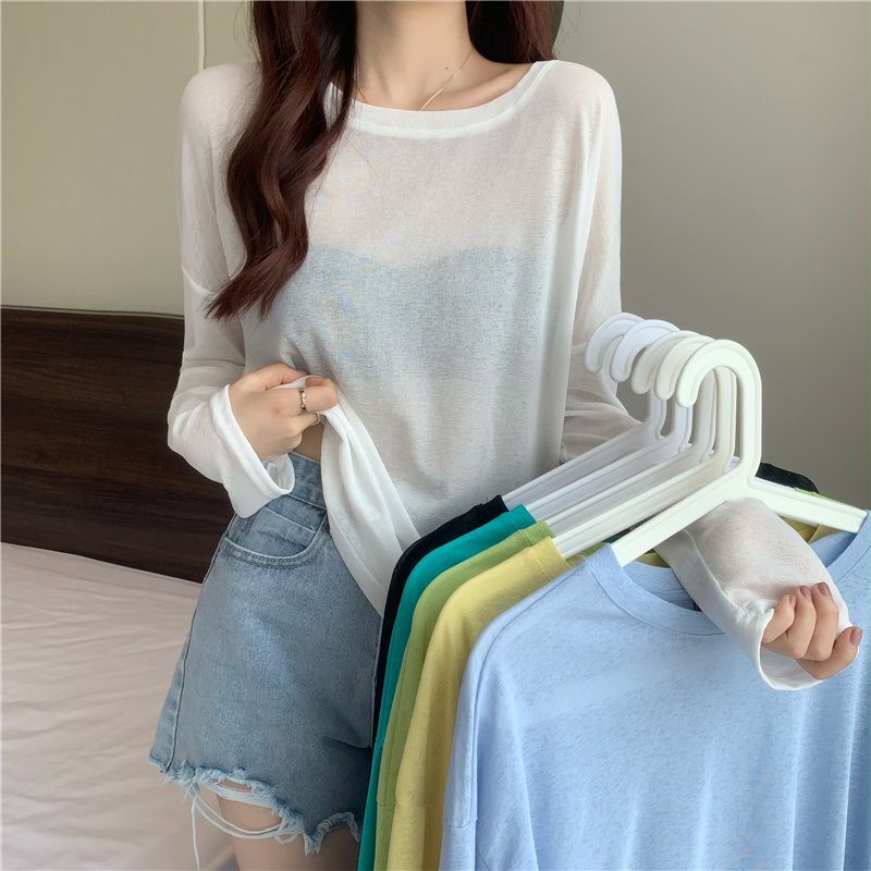 Summer Plus-Size Sun Protection Clothing for Women, 150kg Thin Versatile Loose Pullover Air Conditioning Cover-Up, Ice Silk Top, Trendy Summer Plus-Size Sun Protection Clothing for Women, 150kg Thin Versatile Loose Pullover Air Conditioning Cover-Up, Ice Silk Top, Trendy