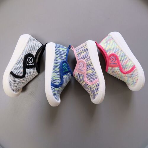 24 spring and summer Feiwei breathable soft-soled casual canvas shoes Velcro sports shoes for boys and girls 2-8 years old