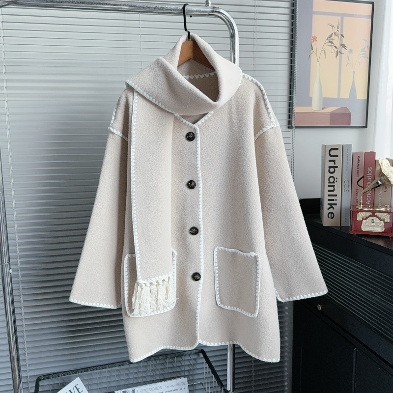 秋冬季新款赫本风毛衣外套女设计感中长款高级感针织开衫毛呢大衣