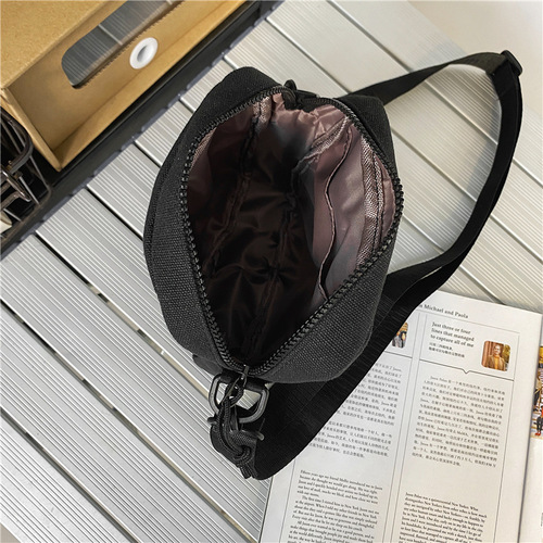Street trend couple small shoulder bag female ins Korean style fashion casual canvas bag men's street mobile phone shoulder bag