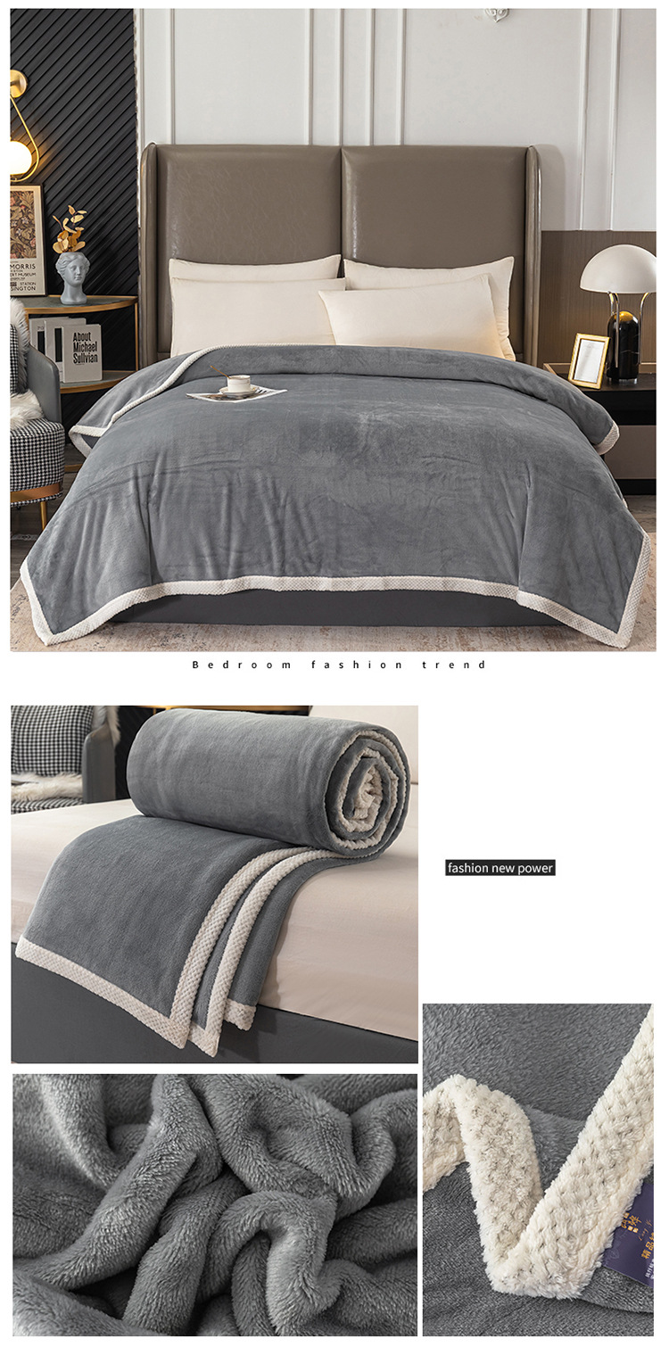 Unisex-Promi-Heißverkauf doppelseitige verdickte Milchsamtdecke Flanelldecke Steppdecke Winterlaken kleine Decke Nickerchendecke_voghion.com