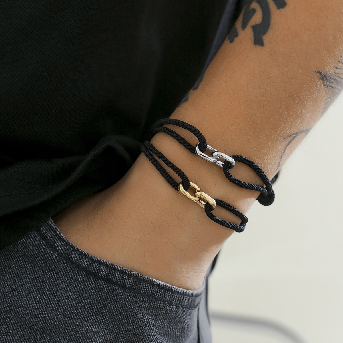 European American Cross-border Minimalist Niche Adjustable Milanese Rope For Men, Trendy And Stylish Personalized Cross