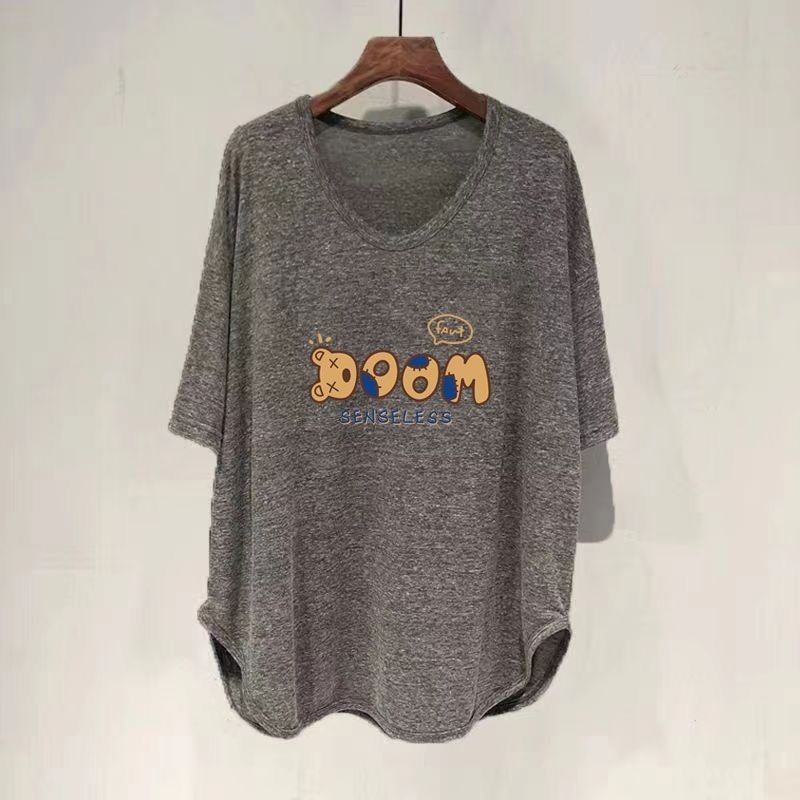 ファットmm 150kg ゆったり大きいサイズ ミドル丈 UVカラー 半袖 Tシャツ レディース 夏新作 韓国版 痩身お腹カバートップ|undefined