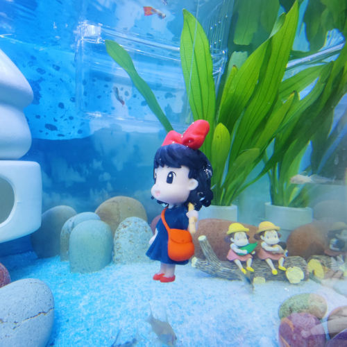 Suspended Hayao Miyazaki broom girl fish tank landscaping decorative ornaments aquarium living room ornamental interior floating pendant