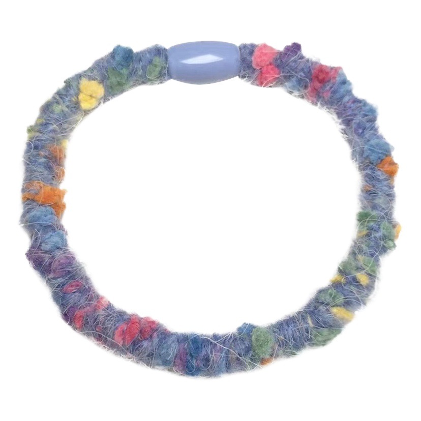 Candy color colorido punteado de lana banda de pelo cuerda de pelo chica corazón felpa accesorios para el cabello lazo de pelo banda de goma cuerda de pelo al por mayor