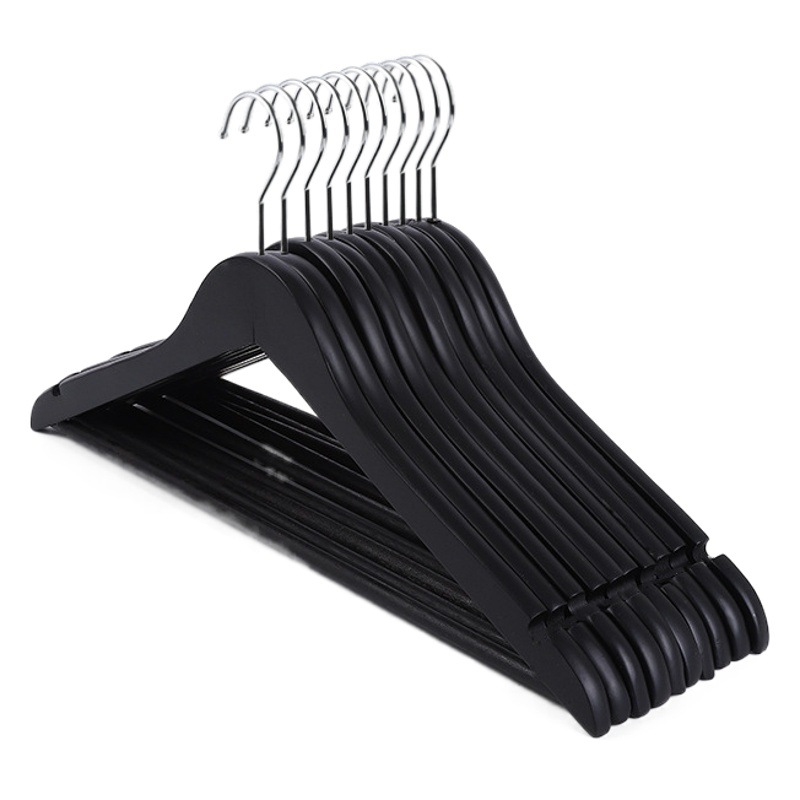 Percha de madera negra traje de madera maciza percha Hotel percha de ropa transfronteriza percha de ropa para adultos al por mayor