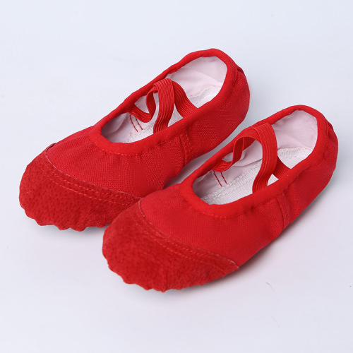 Lace-free dance shoes ballet shoes new breathable sports four-season flesh-colored red training shoes for children and adults