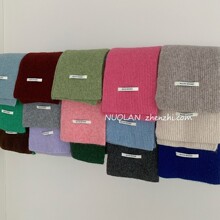 厂家自制羊毛混纺纯色毛线围巾女冬显白新款学生情侣简约针织围脖