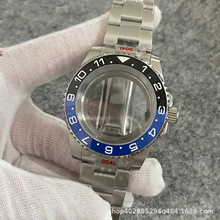 手表表壳 NH35A透底壳+沙带 40mm 平镜蓝宝玻璃 适合NH35/36机芯