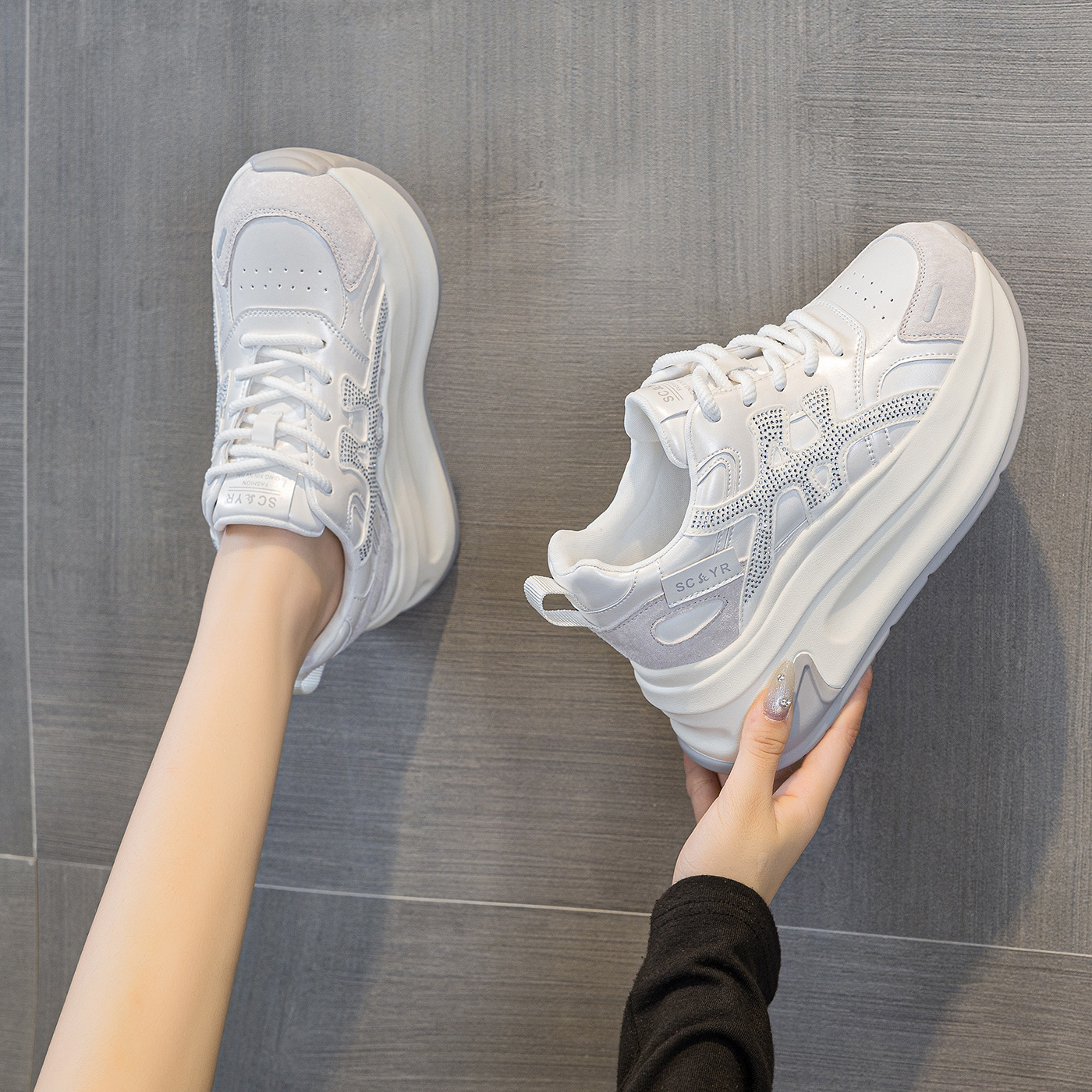 Giày sneaker nữ đế dày tăng chiều cao phong cách cổ điển mới thu 2026 — M2916- 1m màu, M2916-1 màu đỏ, M2916-1 màu vàng chi tiết 8
