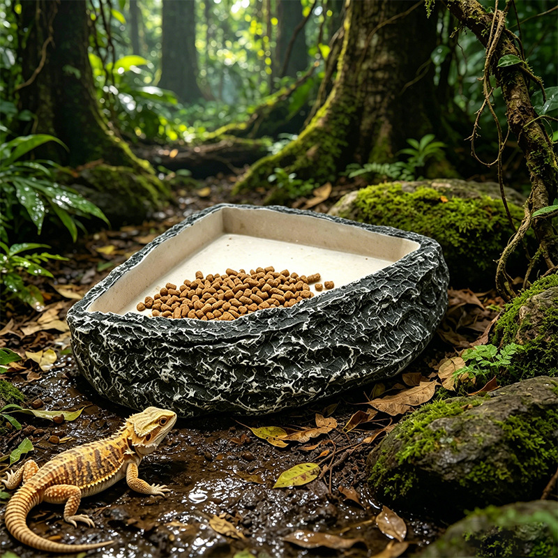 Suministros para reptiles, tazón de alimentación para tortugas pequeñas, recipiente de agua de resina para jardín, tazón de alimentación para arañas, serpientes, lagartos y tortugas. image 5