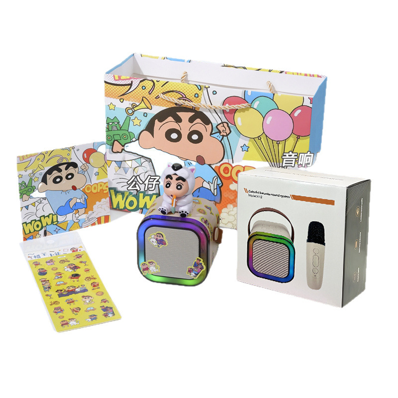 クレヨンしんちゃん レコードプレーヤー Bluetooth スピーカー カラオケ 新しいオーディオマイク 実用的な女の子の親友の誕生日プレゼント|undefined
