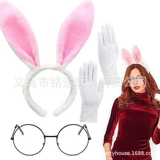 Disfraces de Pascua Conejo tocado diadema accesorios para el cabello pequeño conejo blanco hebilla de cabeza niños conejita de Pascua abrazadera para el cabello