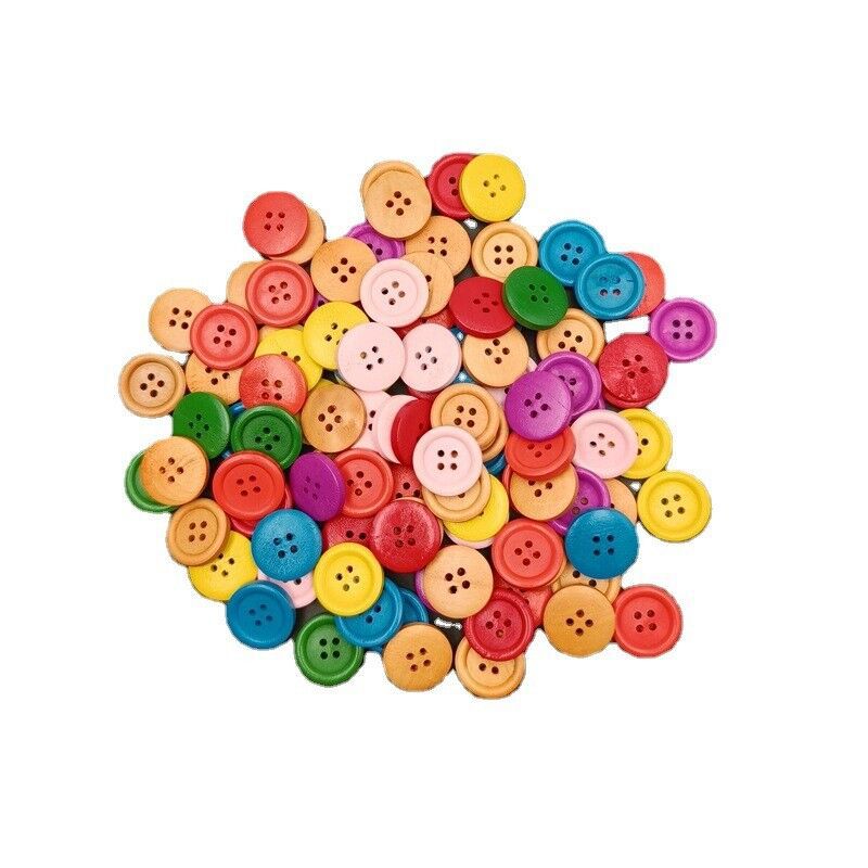Botones de madera de color caramelo colorido borde fino de madera color caramelo botones de madera 100 piezas un paquete