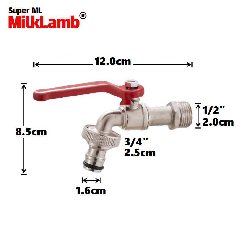 Cross-border exclusive 1/2x3/4 garden zinc alloy faucets, pacifiers, belt faucets, zinc alloy faucets [Red] full figure