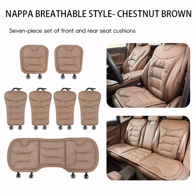 Seat cushion, seat cover: Pad, Soft and Comfortable for - chestnut-brown-nappa-perforated-breathable-7-piece-set-for-the-whole-car